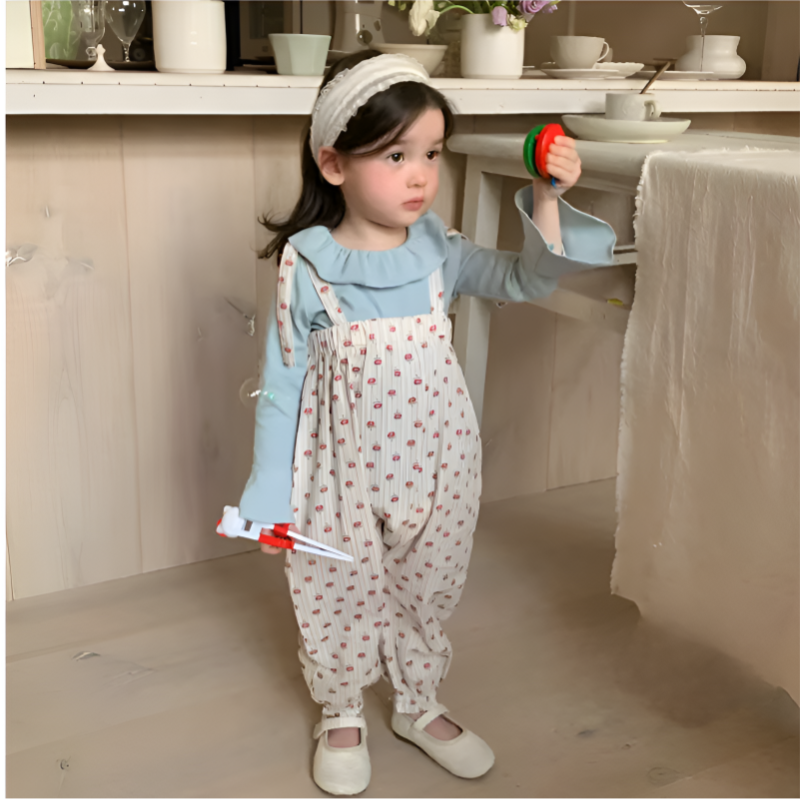 DotWhimsy – Baby Girl Cotton Tee & Printed Jumpsuit Set
